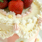 Vintage gingham cake with fresh strawberries